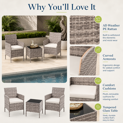 FurnitureAve 3-Piece Patio | Turn Your Patio Into Your Favorite Place To Be